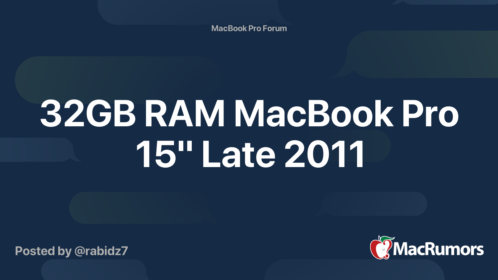 32gb Ram Macbook Pro 15 Late 11 Macrumors Forums