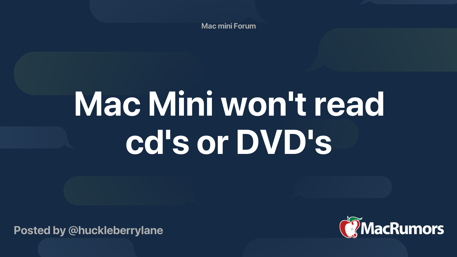 Mac Mini Won T Read Cd S Or Dvd S Macrumors Forums