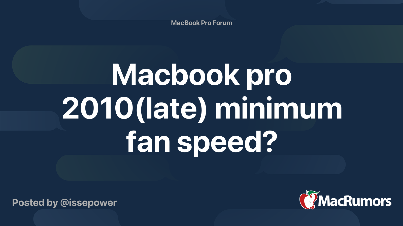 Macbook pro minimum fan speed? | Forums