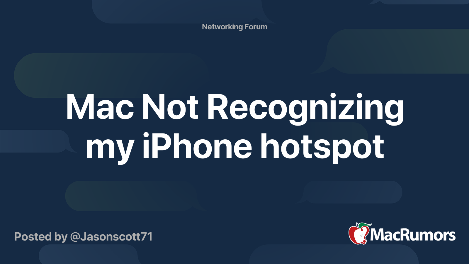 Mac Not Recognizing my iPhone hotspot | MacRumors Forums