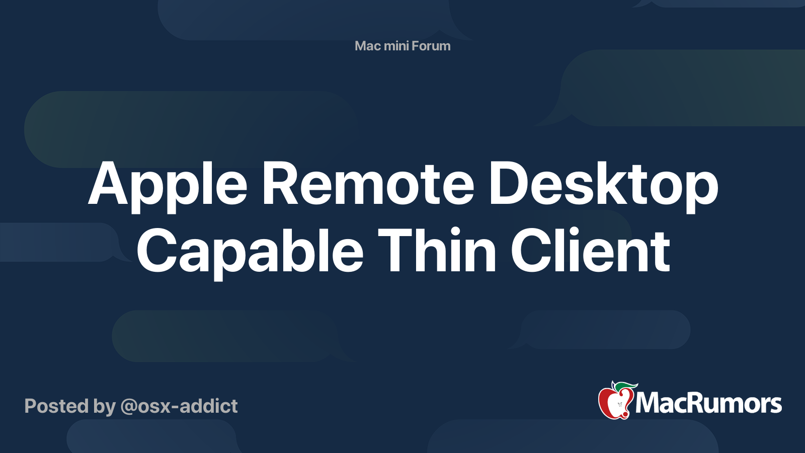 Apple Remote Desktop Capable Thin Client | MacRumors Forums