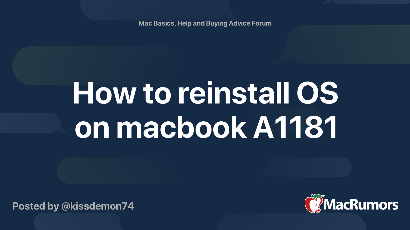 How To Reinstall OS On Macbook A1181 MacRumors Forums