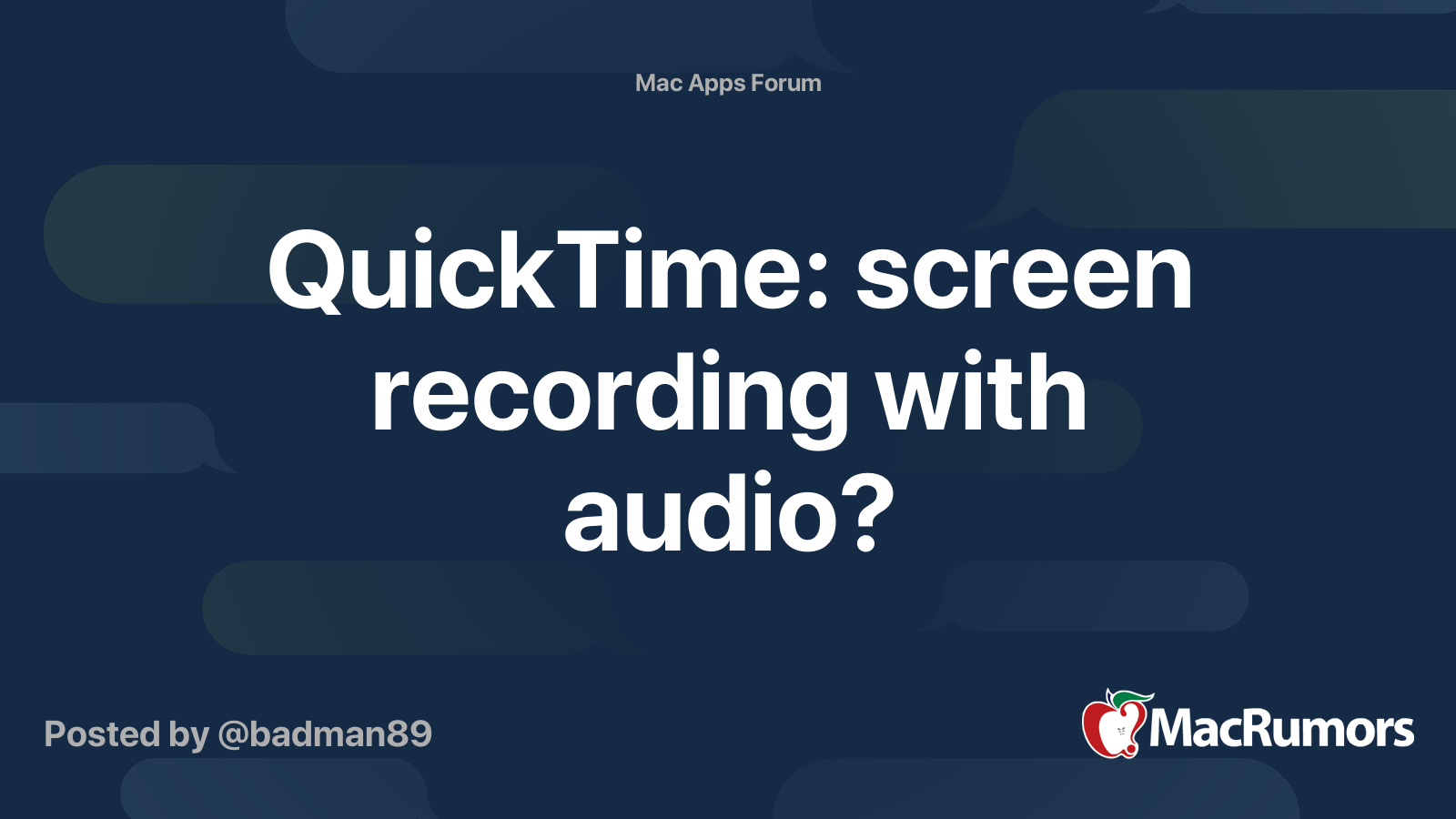 QuickTime screen recording with audio? MacRumors Forums