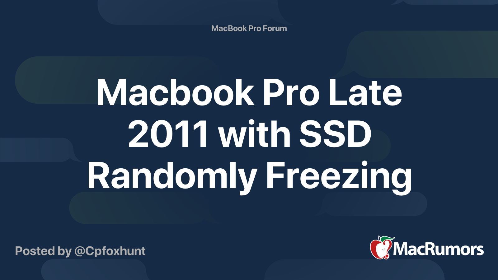 Macbook Pro Late 2011 with SSD Randomly Freezing MacRumors Forums