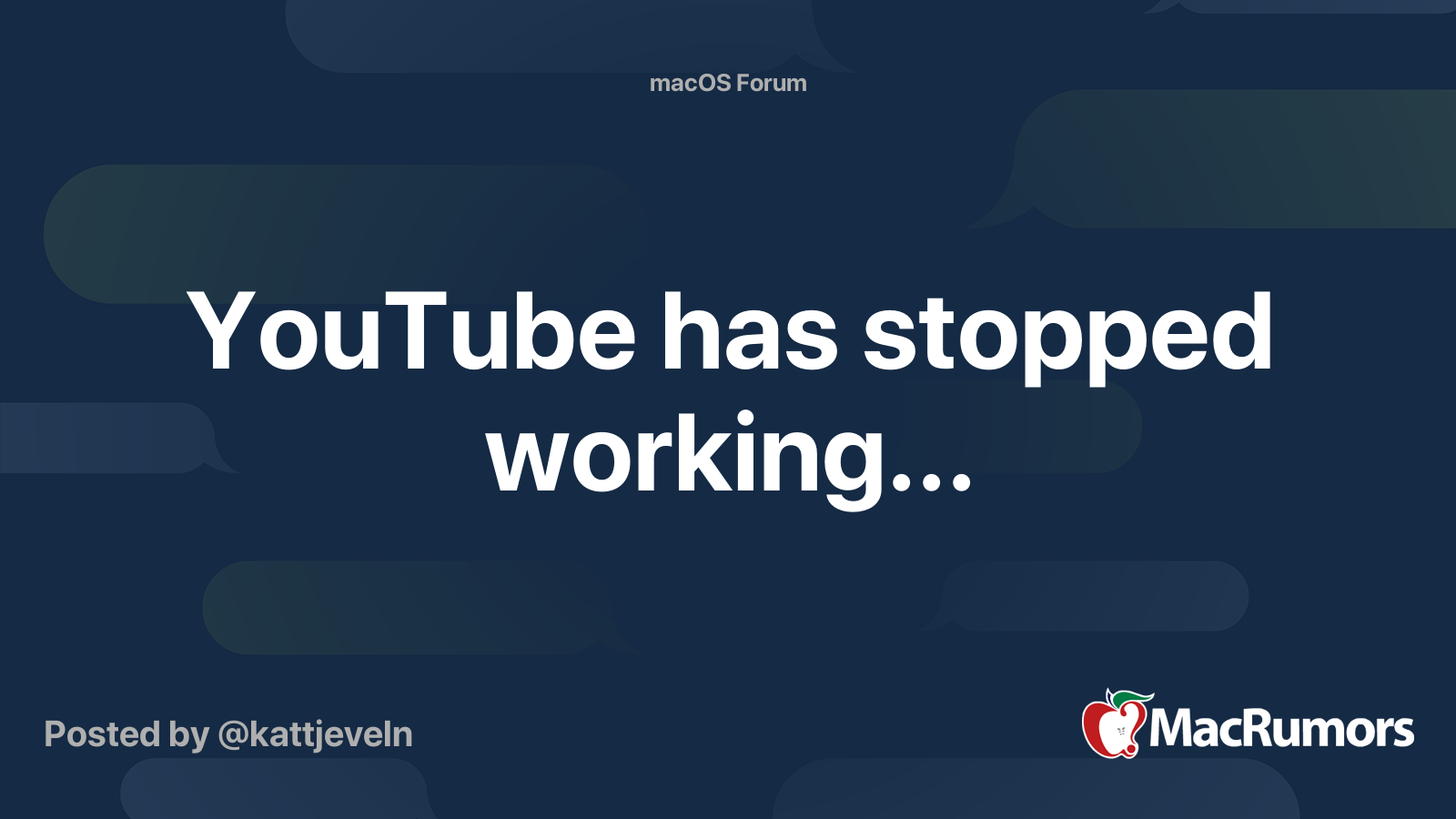 YouTube has stopped working... | MacRumors Forums