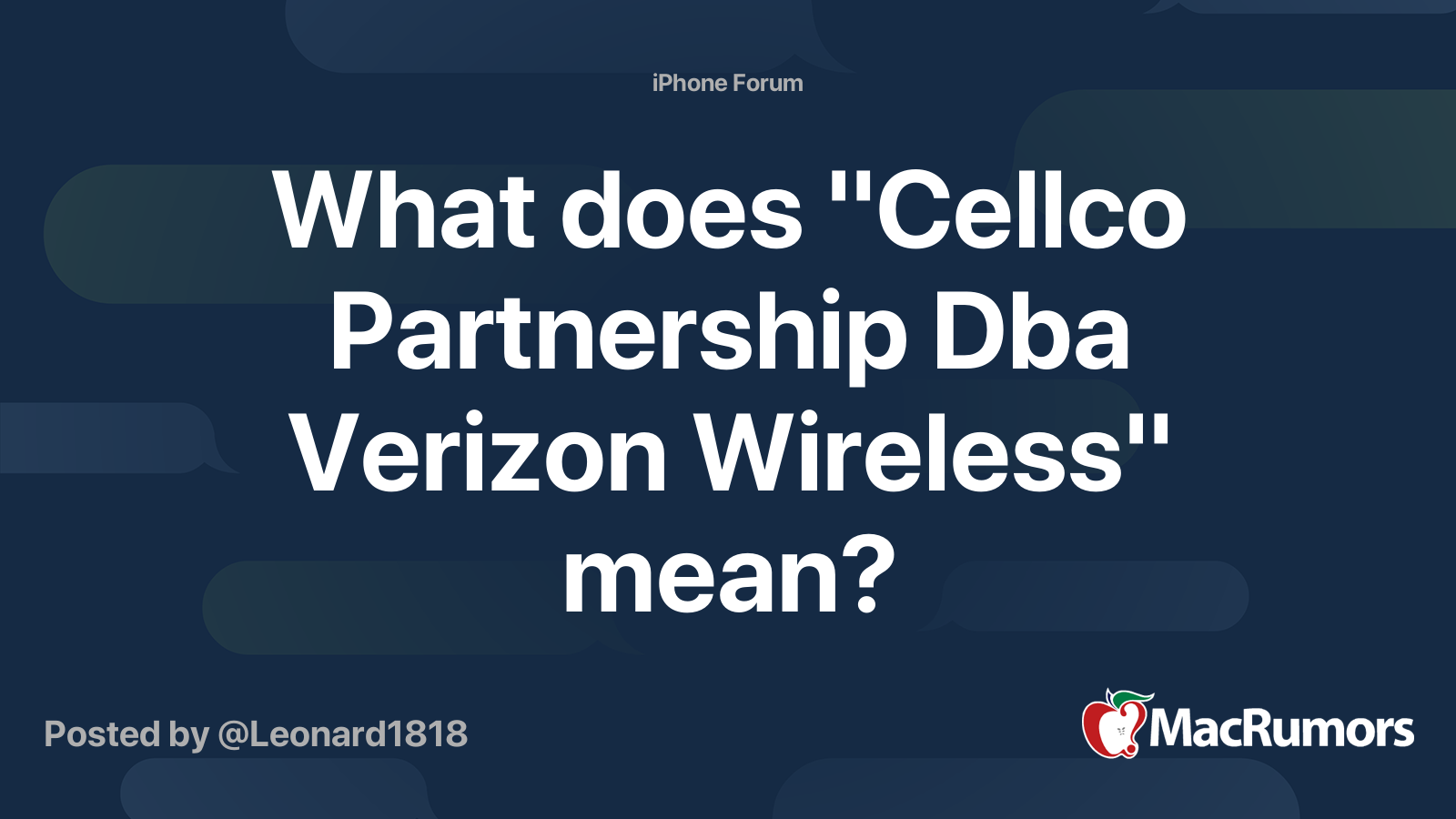 What does "Cellco Partnership Dba Verizon Wireless" mean? MacRumors