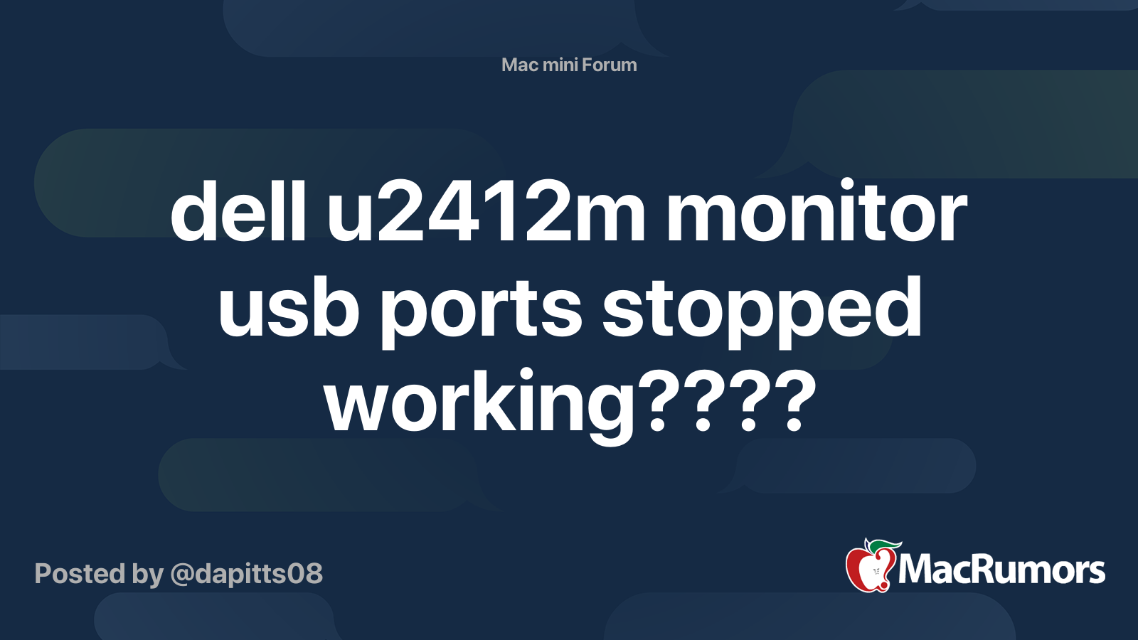 dell u2412m monitor usb ports stopped working???? MacRumors Forums