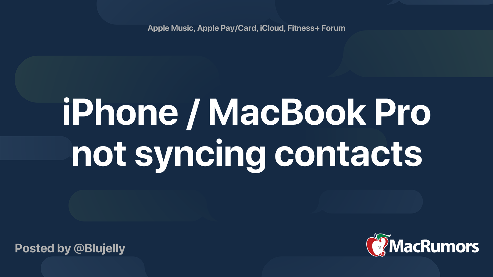 iPhone / MacBook Pro not syncing contacts MacRumors Forums