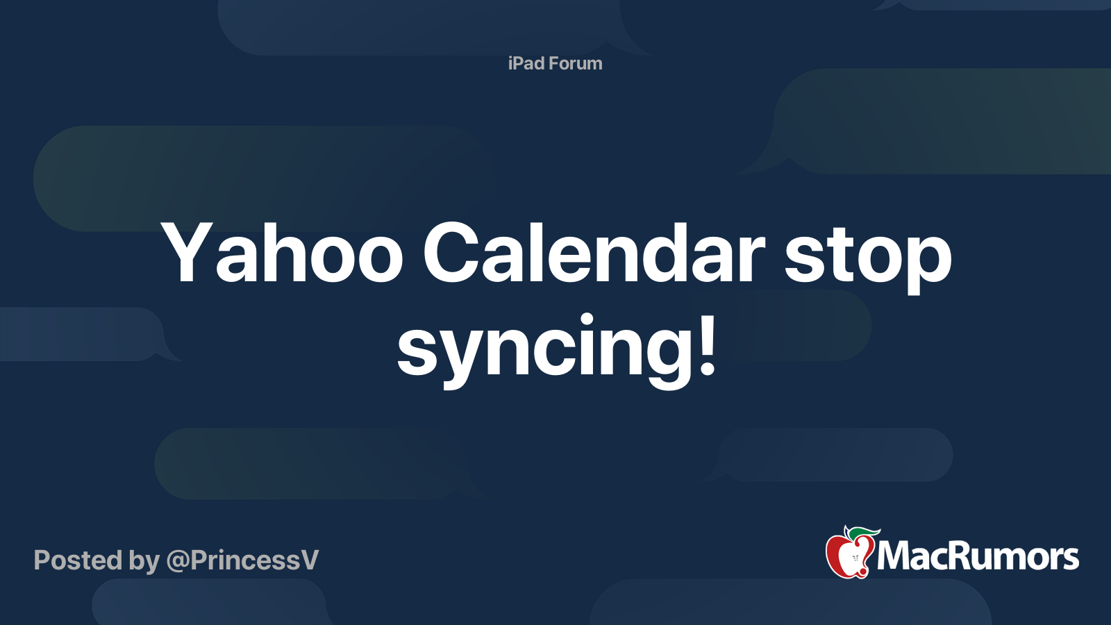 Yahoo Calendar stop syncing! MacRumors Forums