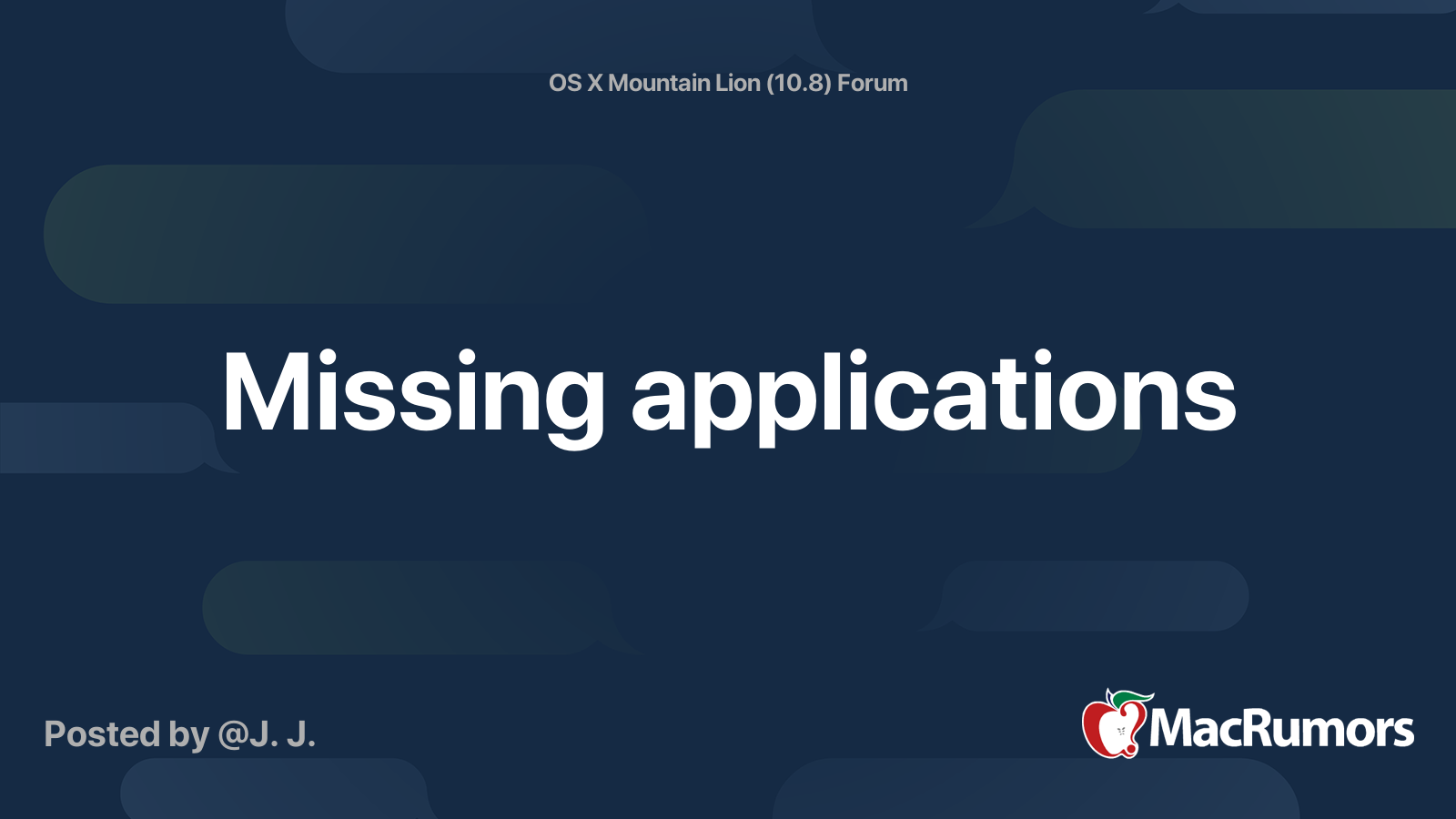 Missing applications | MacRumors Forums