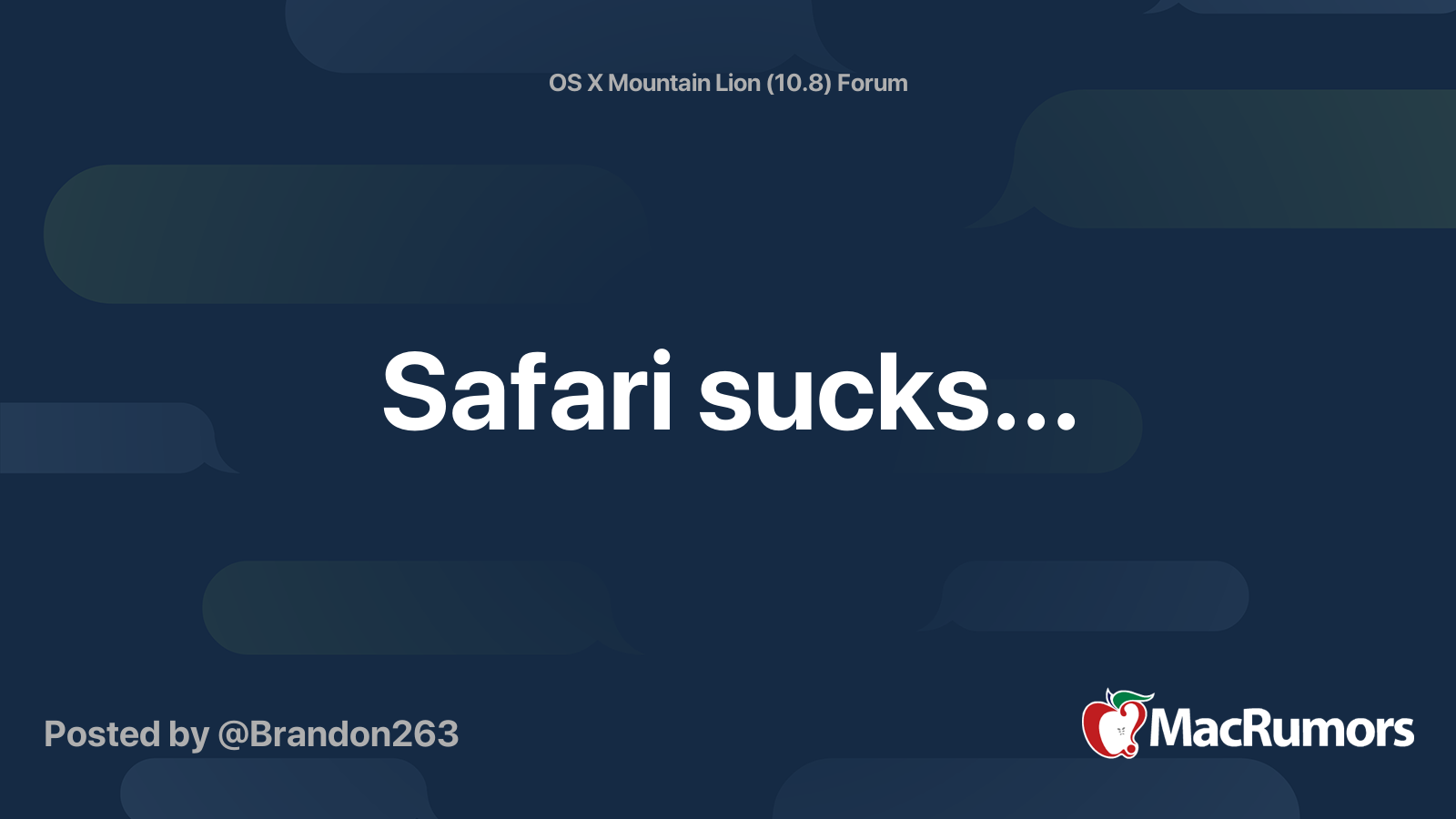 Safari sucks... MacRumors Forums