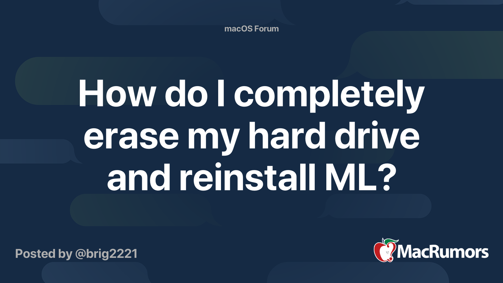 How do I completely erase my hard drive and reinstall ML? | MacRumors ...