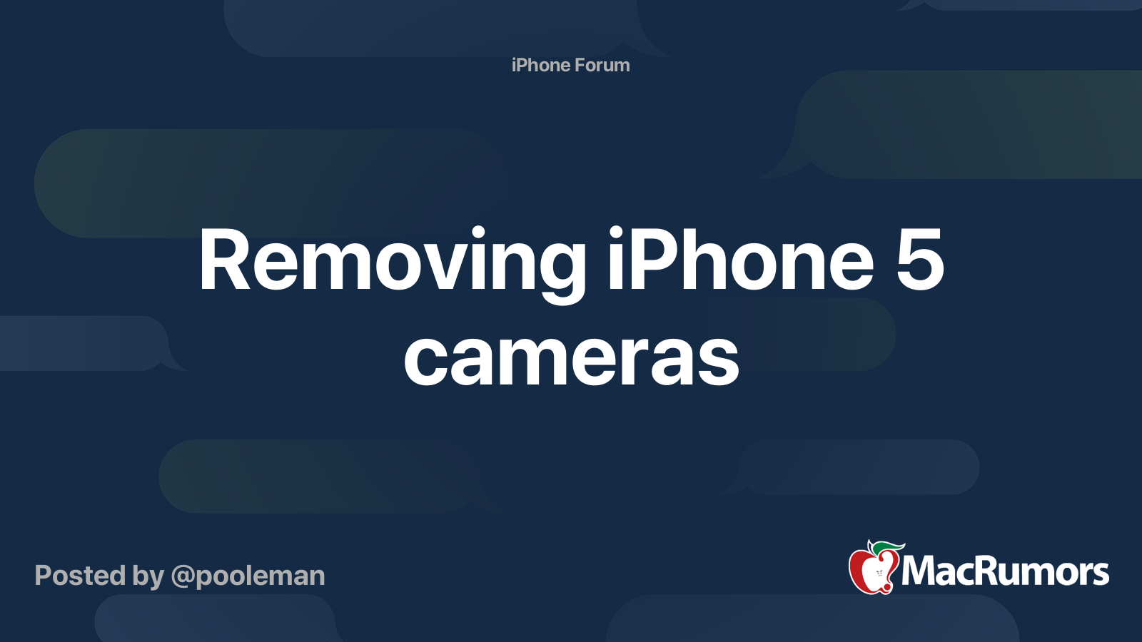 Removing iPhone 5 cameras | MacRumors Forums