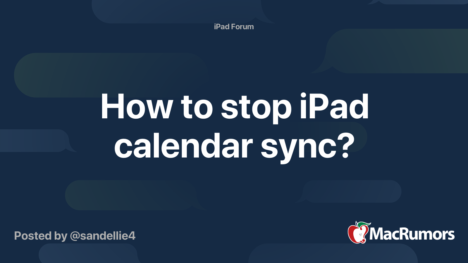 How to stop iPad calendar sync? MacRumors Forums