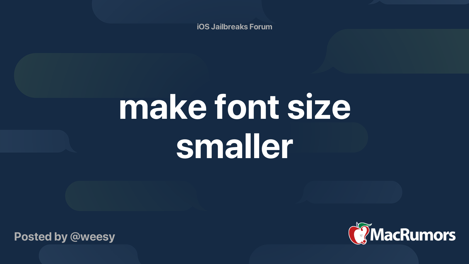 make font size smaller | MacRumors Forums