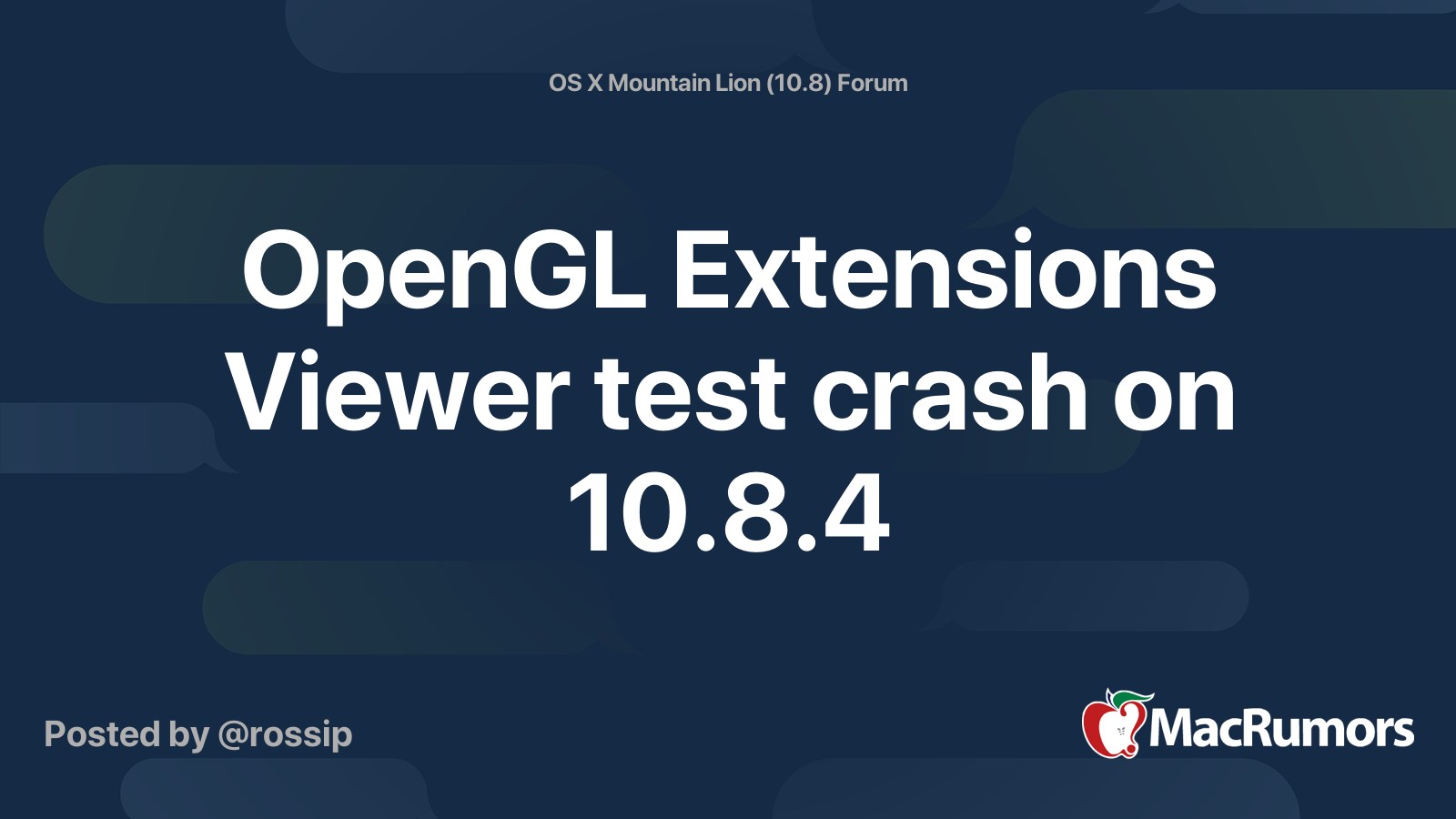 Opengl Extensions Viewer Test Crash On 10 8 4 Macrumors Forums