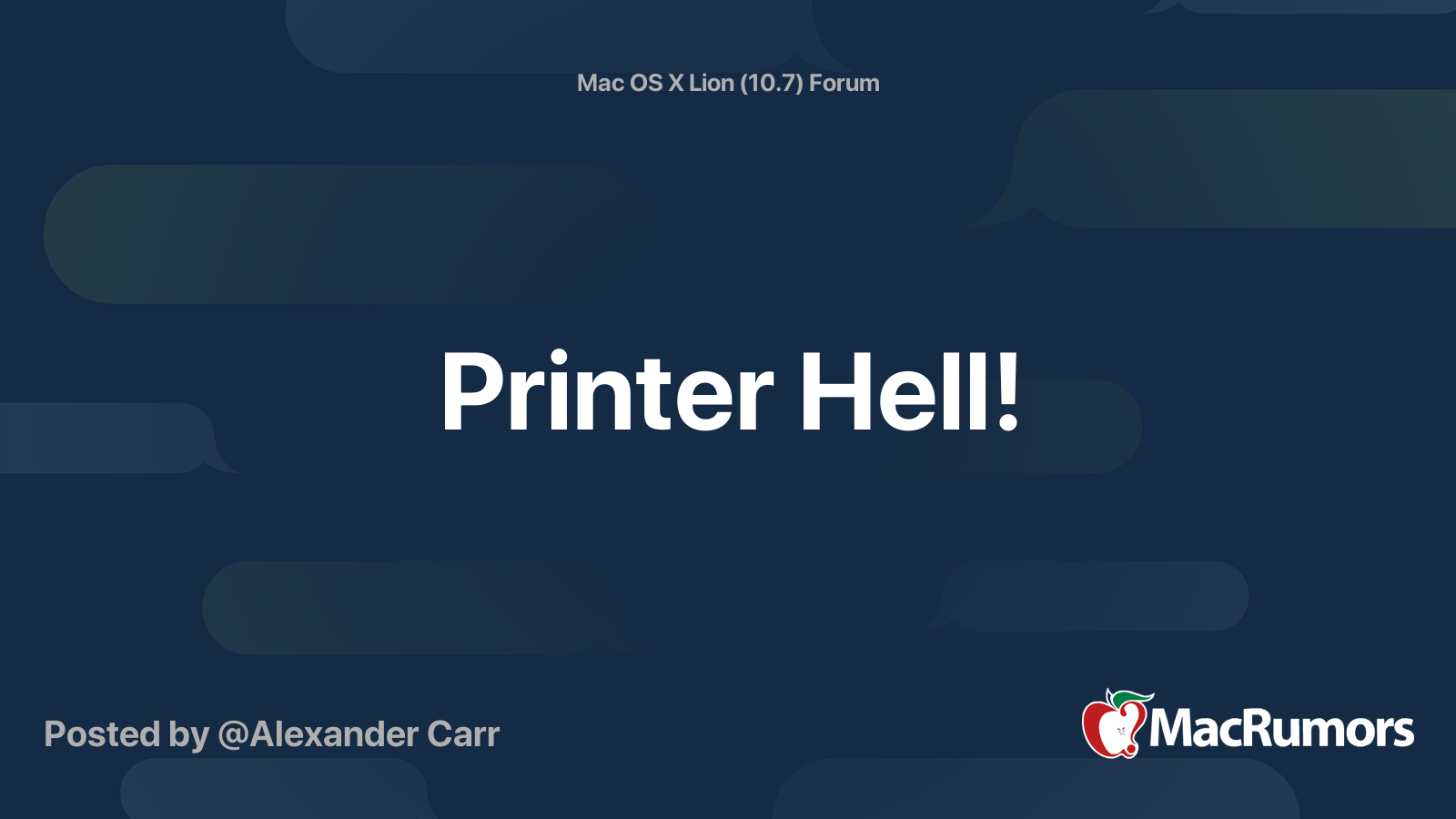 Printer Hell! | MacRumors Forums