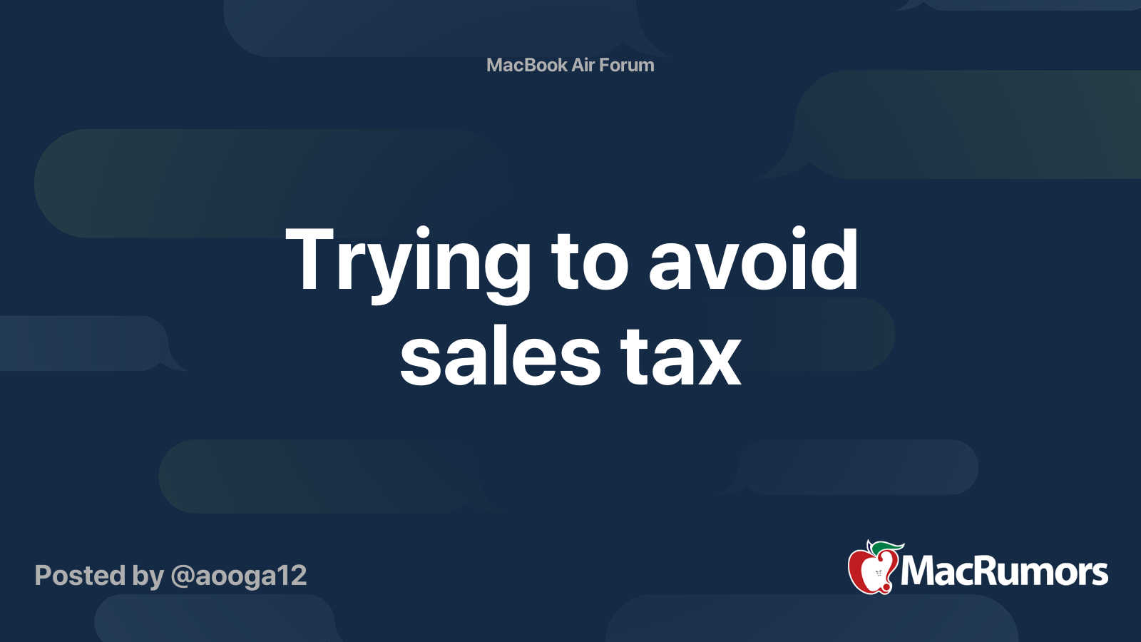 Trying to avoid sales tax MacRumors Forums