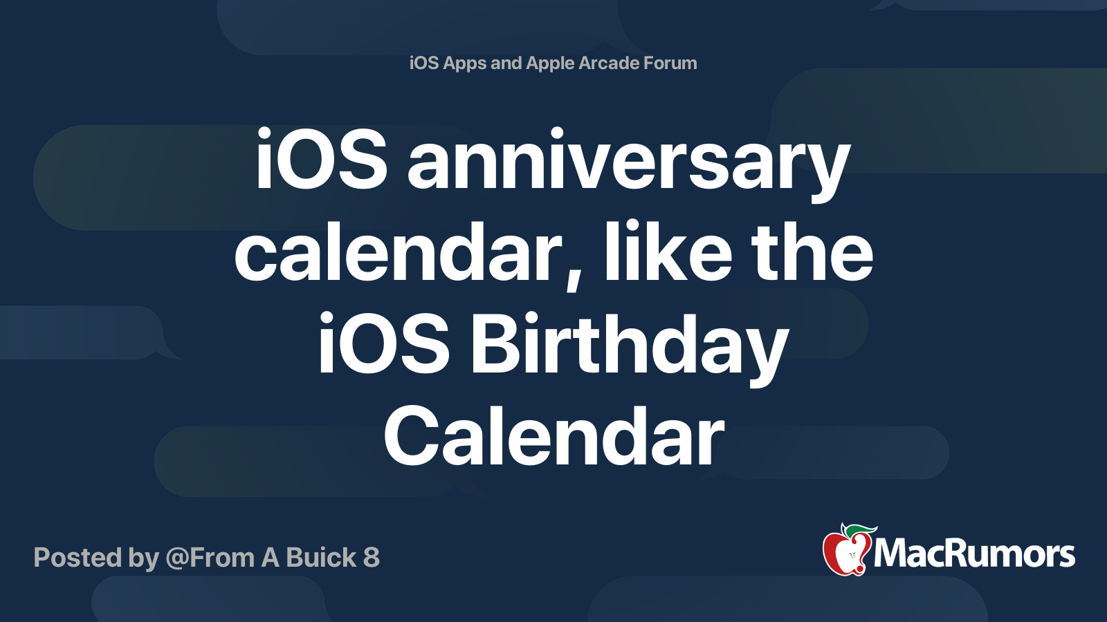 iOS anniversary calendar, like the iOS Birthday Calendar MacRumors Forums