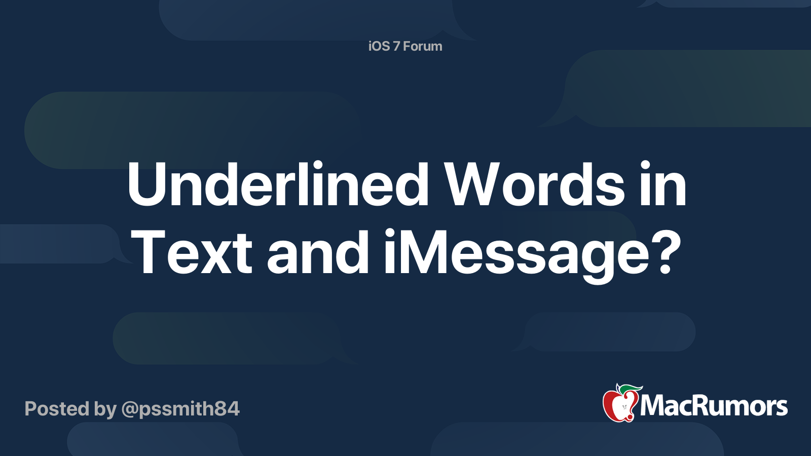 Underlined Words in Text and iMessage? | MacRumors Forums