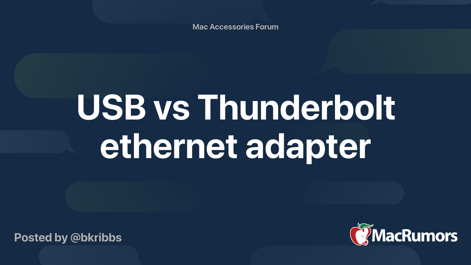 USB vs Thunderbolt adapter MacRumors Forums