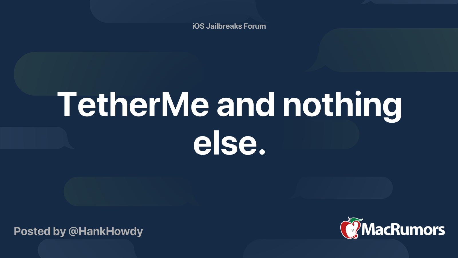 TetherMe and nothing else. | MacRumors Forums