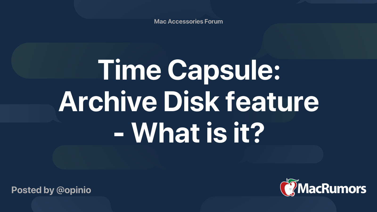Time Capsule: Archive Disk feature - What is it? | MacRumors Forums