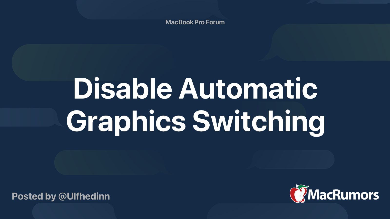 Disable Automatic Graphics Switching MacRumors Forums