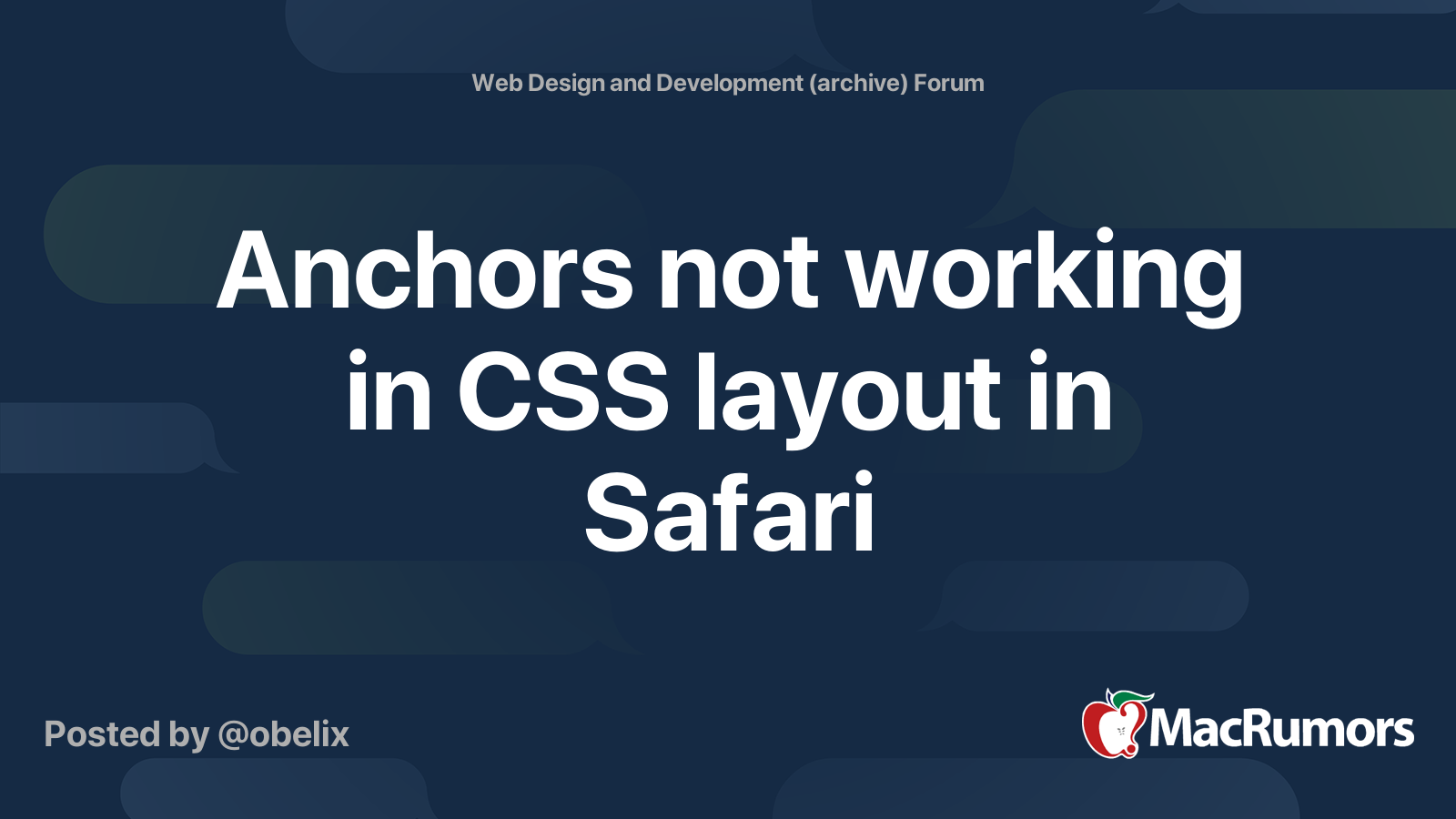 Anchors Not Working In CSS Layout In Safari MacRumors Forums