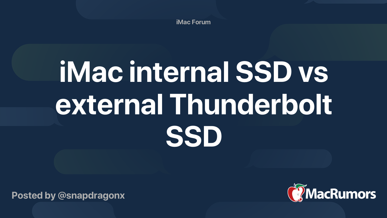 iMac internal SSD vs external Thunderbolt SSD MacRumors Forums