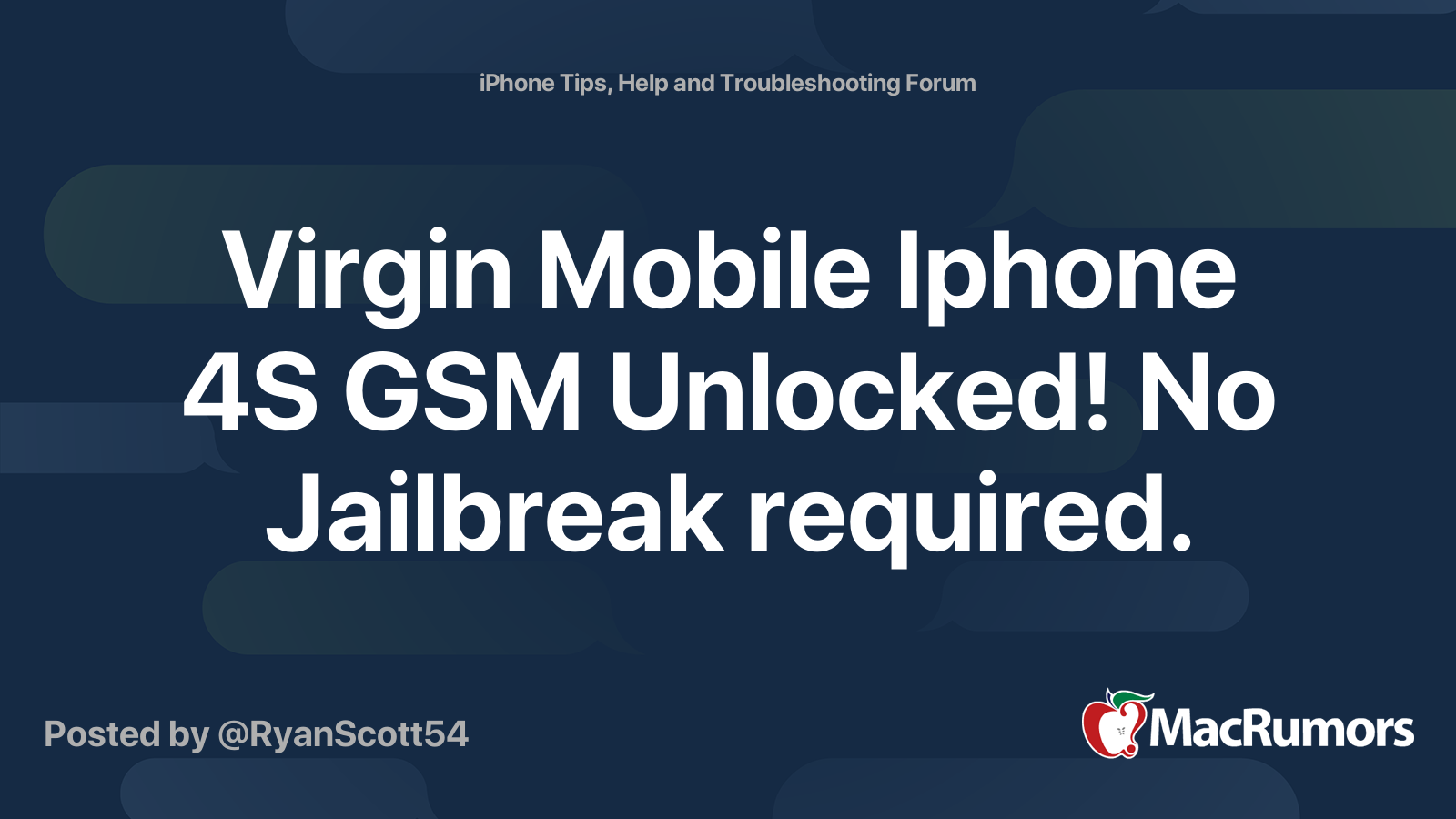 Virgin Mobile Iphone 4S GSM Unlocked! No Jailbreak required