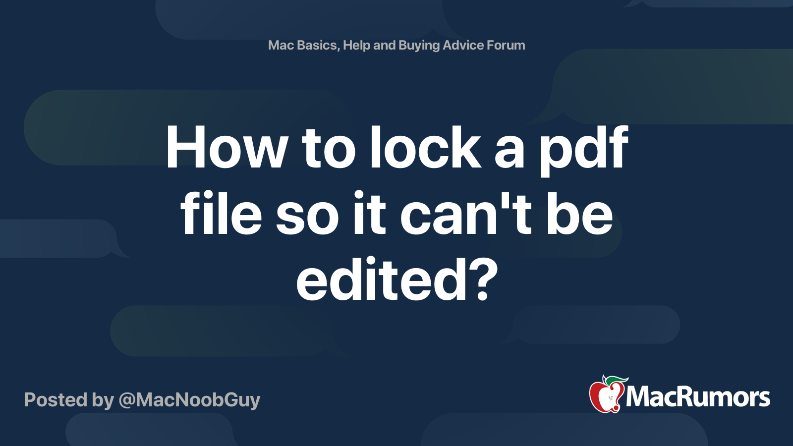 How to lock a pdf file so it can't be edited? MacRumors Forums