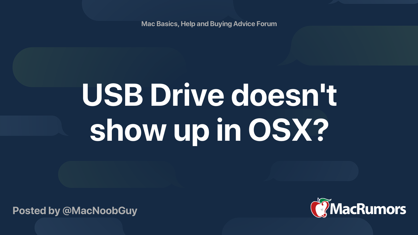 USB Drive doesn't show up in OSX? MacRumors Forums