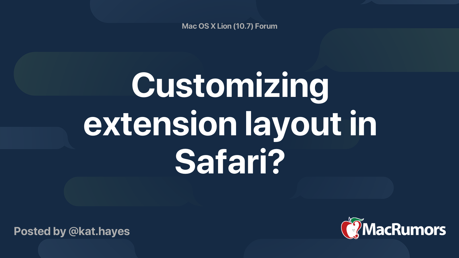 Customizing extension layout in Safari? | MacRumors Forums