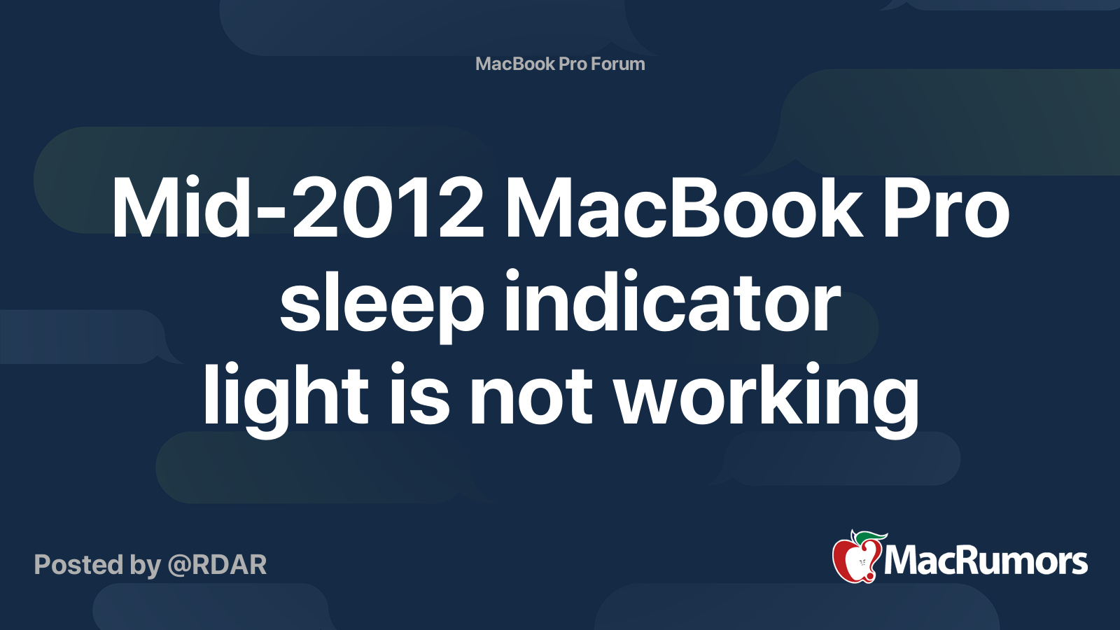 Mid2012 MacBook Pro sleep indicator light is not working MacRumors