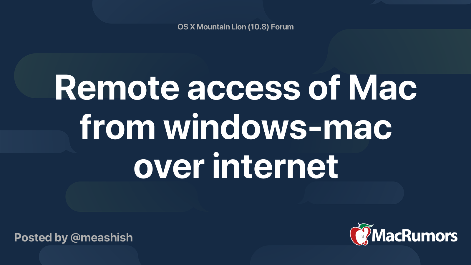 Remote access of Mac from windows-mac over internet MacRumors Forums