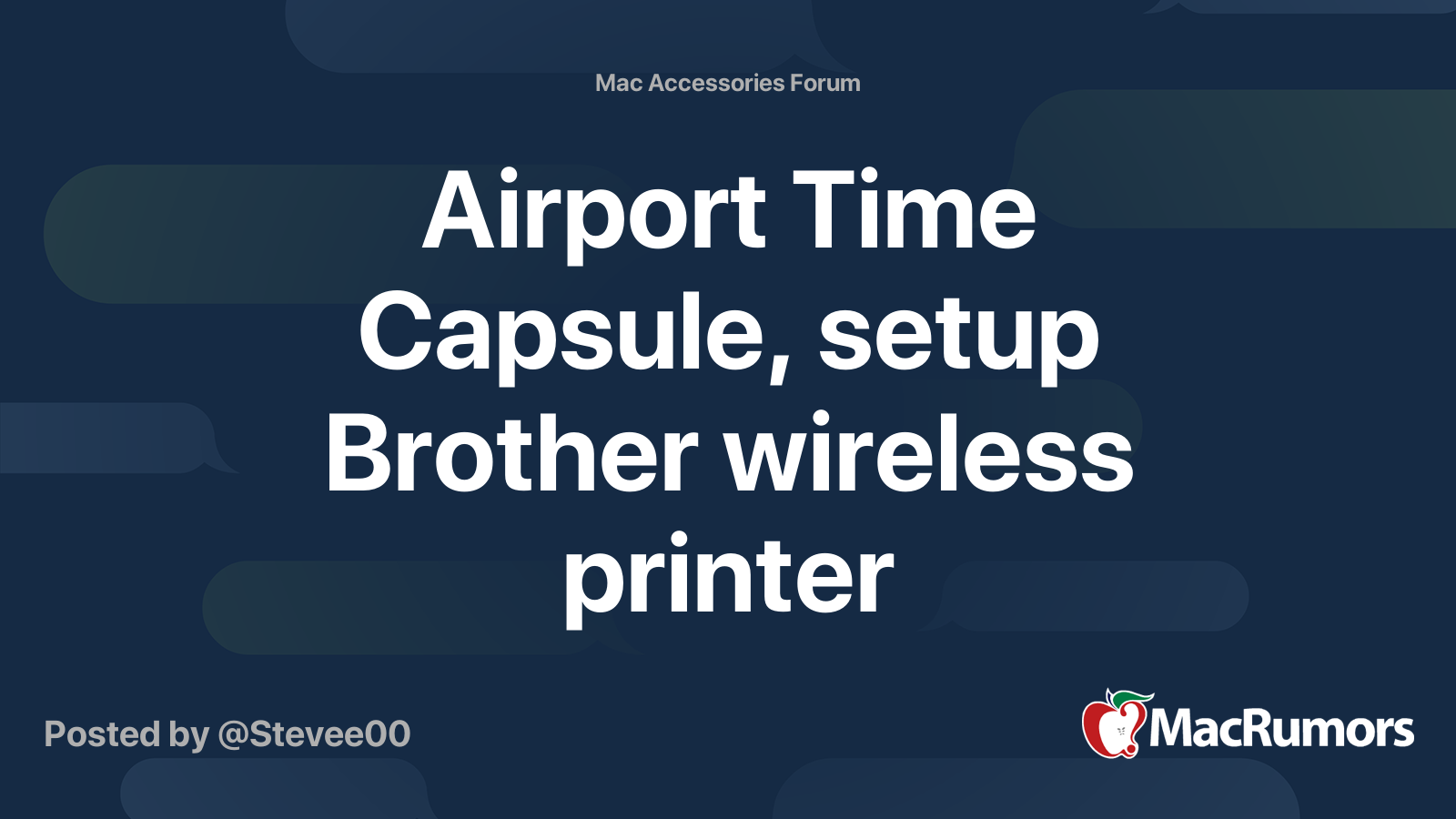 Airport Time Capsule, setup Brother wireless printer MacRumors Forums