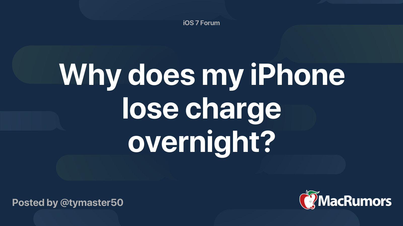 Why does my iPhone lose charge overnight? | MacRumors Forums