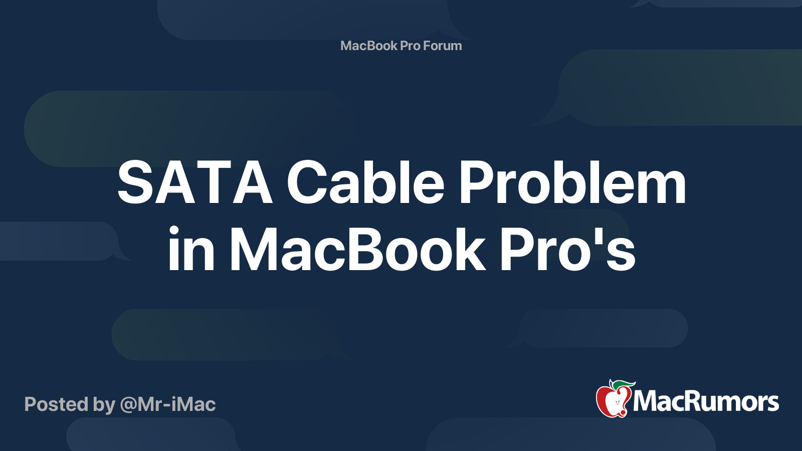 SATA Cable Problem in MacBook Pro's MacRumors Forums