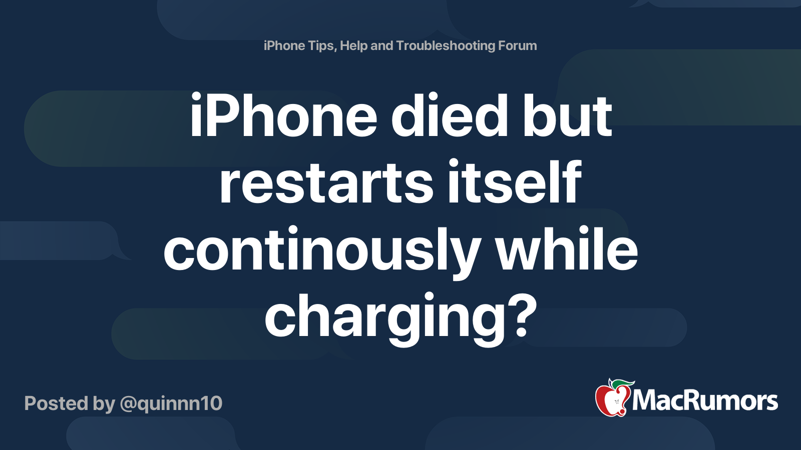 iPhone died but restarts itself continously while charging? | MacRumors