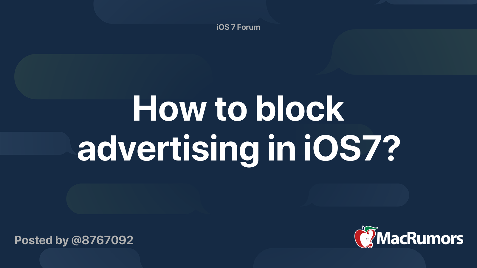 How to block advertising in iOS7? | MacRumors Forums