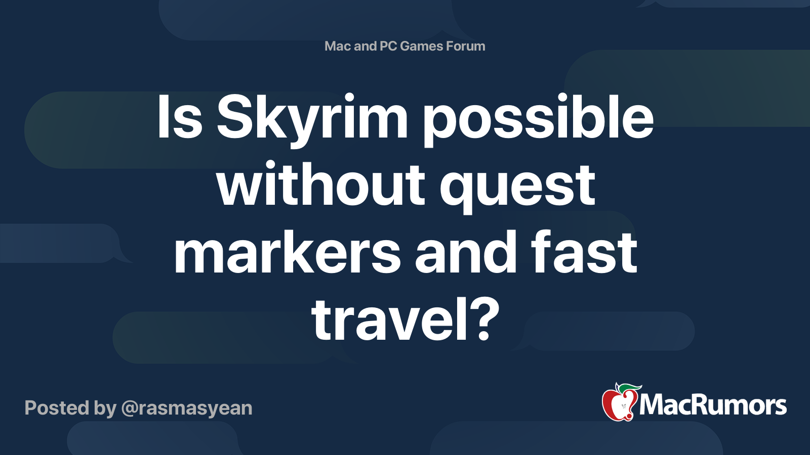 Is Skyrim possible without quest markers and fast | MacRumors Forums