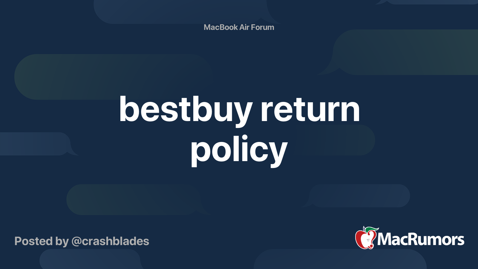 bestbuy return policy MacRumors Forums