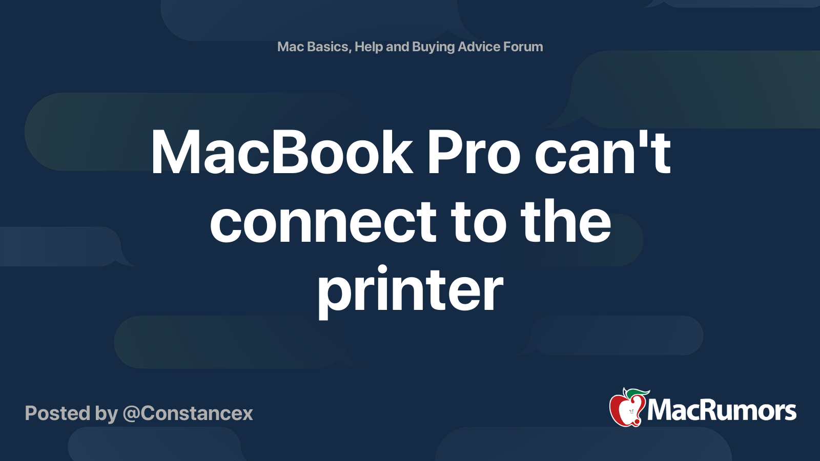 MacBook Pro can't connect to the printer MacRumors Forums
