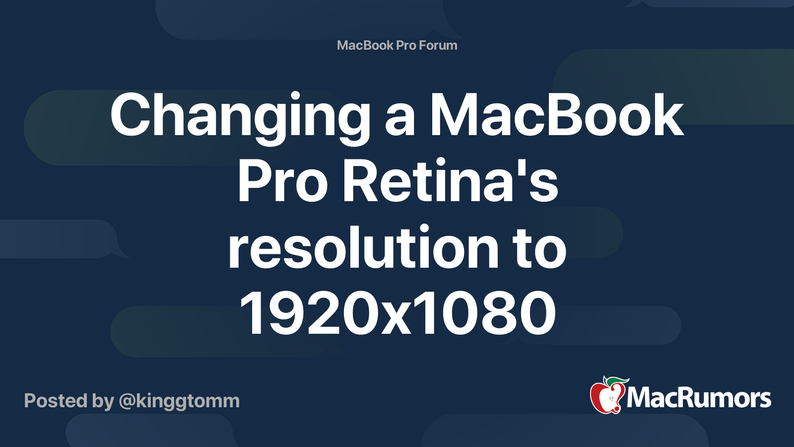 Changing A Macbook Pro Retina S Resolution To 1920x1080 Macrumors Forums