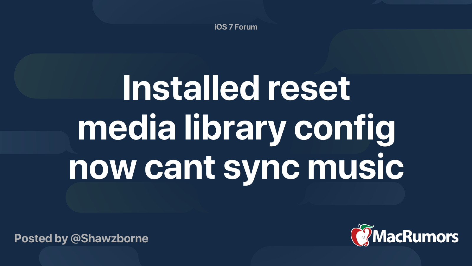 Installed reset media library config now cant sync music MacRumors Forums