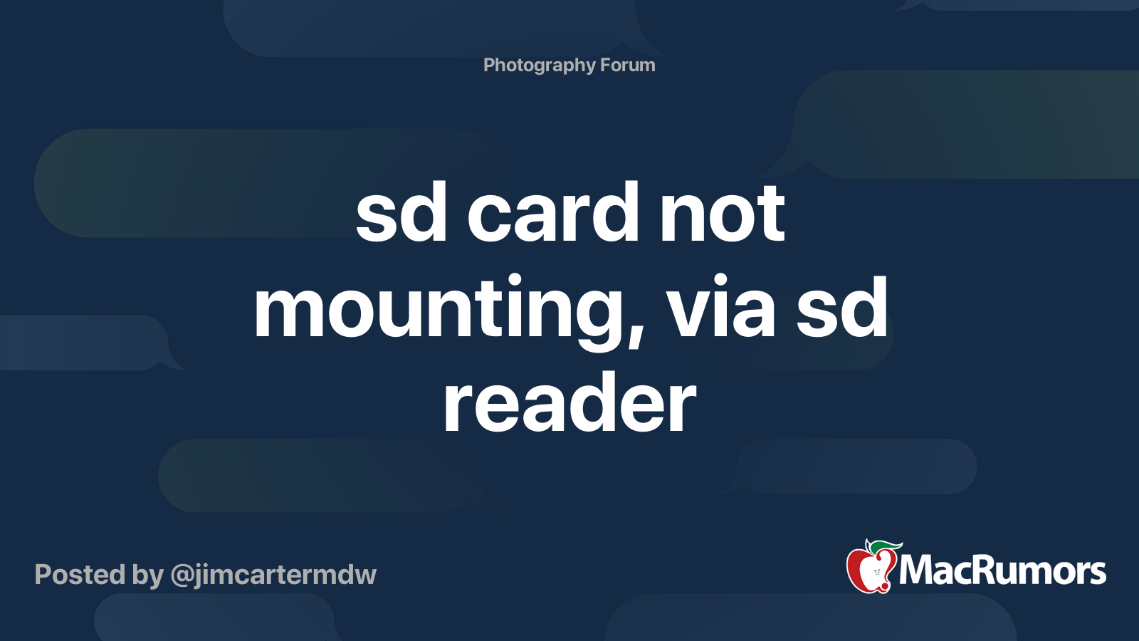 sd card not mounting, via sd reader MacRumors Forums