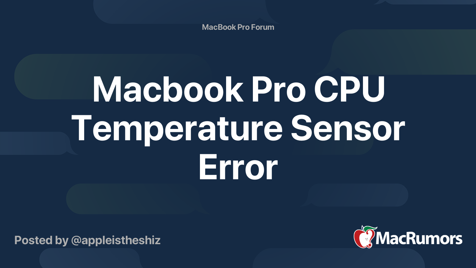 Macbook Pro CPU Temperature Sensor Error MacRumors Forums