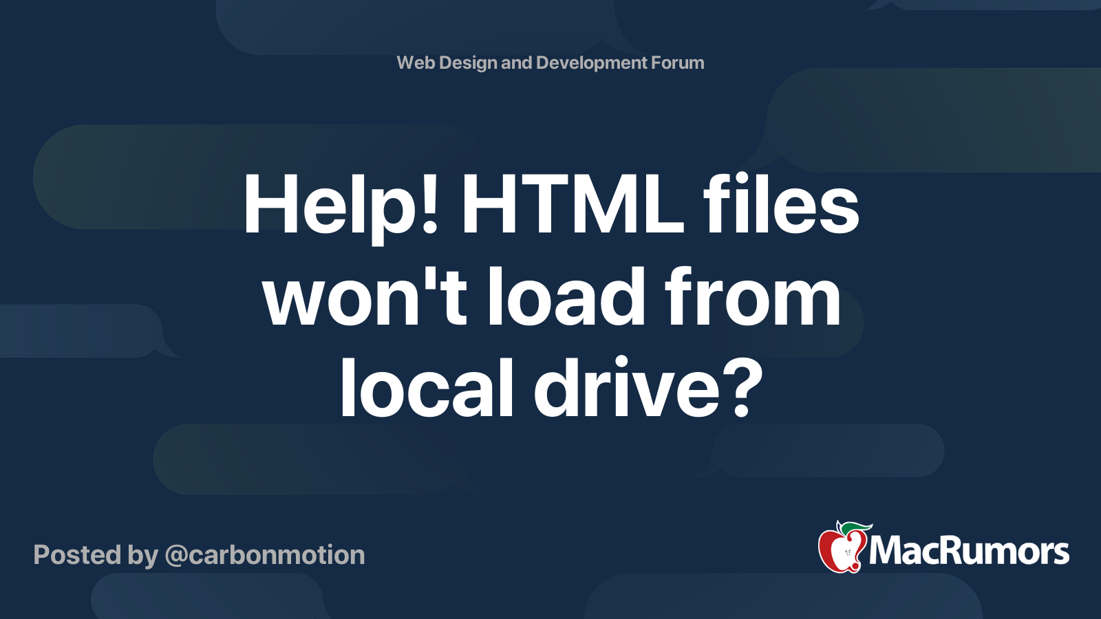 Help! HTML files won't load from local drive? | MacRumors Forums