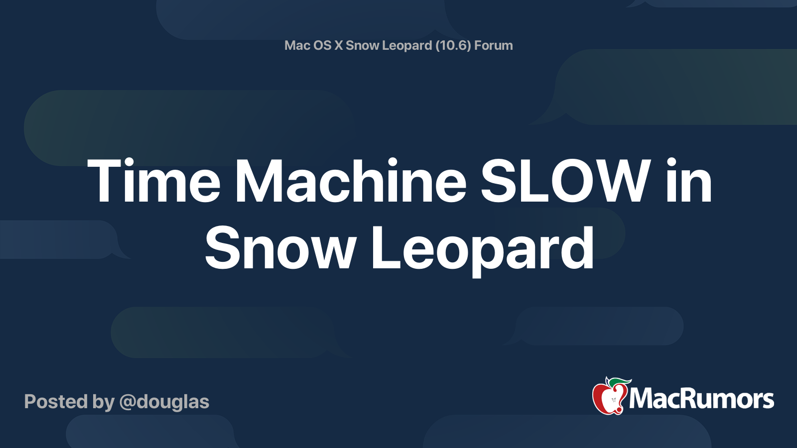 Time Machine SLOW in Snow Leopard | MacRumors Forums